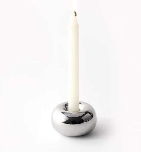 Silver Modern Doughnut Shaped Candlestick Holder (1 Pack) by Ardax
