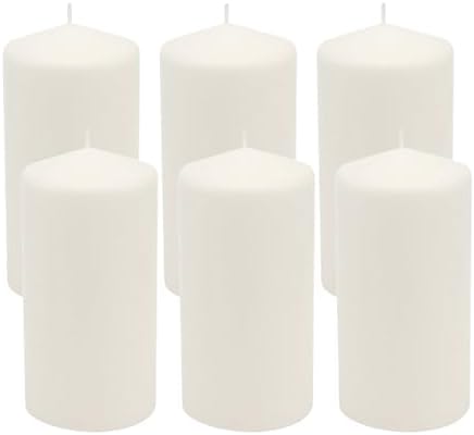 Stonebriar Unscented White Tall Pillar Candles, 65 Hour Burning Candle Pillars, Perfect for Decor, Weddings, Emergencies 3" X 6", 6 count by StonebriarCollection