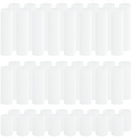 48-Pack White Unscented Pillar Candle Set by CHICERA