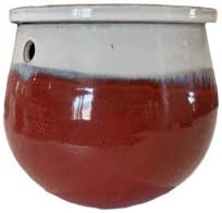 rePotme 8" Teardrop Self Watering Pot (Cream Over Garnet)