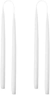 Kunstindustrien® White Taper Candles – Set of 4, 13.8" – Made in Denmark, Long Burning Candles 15h, Unscented & Smokeless Candlesticks – Elegant Tall Candles for Weddings, Dinners & Home Decor (White) by KUNSTINDUSTRIEN