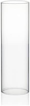 WGVI Hurricane Candle Holder Sleeve, Wide 2.5", Height 8", Clear Glass Cylinder Candleholder, Chimney Tube, Open Ended Candle Shade, 6 Pieces Bulk by WGVInternational-OpusGlassware
