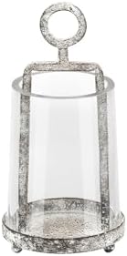3.3" Wide Modern Farmhouse Metal Hurricane Candle Holder with Handmade Sturdy Glass Sleeve in Rustic Black for Tealight Candle & Plants, Glass Hurricane Lntern, Industrial, Minimalistic by Unknown