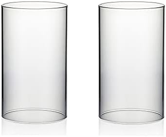 WGVI Hurricane Candle Holder Sleeve, Wide 3.5", Height 6", 2 Pieces, Clear Glass Cylinder Open Both Ends, Chimney Shade Tube (HST3506_2pc) by WGVInternational-OpusGlassware