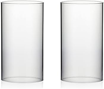 WGVI Hurricane Candle Holder Sleeve, Wide 5.5", Height 10", 2 Pieces, Clear Glass Cylinder Open Both Ends, Chimney Shade Tube (HST5510_2pc) by WGVInternational-OpusGlassware