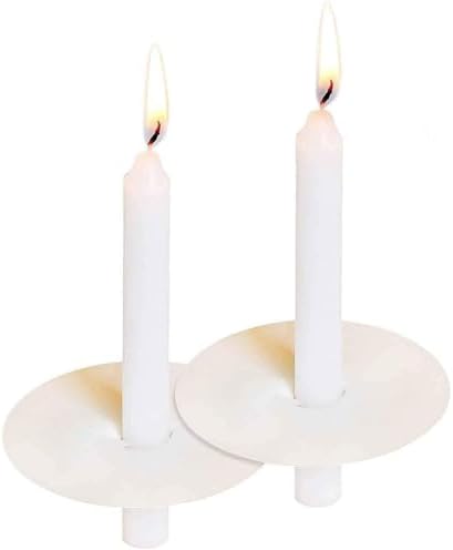 200 White Church Candles with Drip Protectors for Devotional Candlelight Vigil Service, Box of 200 Candles, Unscented White 5" H X 1/2" D, No Smoke by HELLY