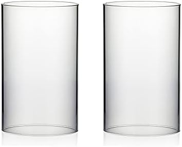 WGVI Hurricane Candle Holder Sleeve, Wide 6", Height 10", 2 Pieces, Clear Glass Cylinder Open Both Ends, Chimney Shade Tube (HST0610_2pc) by WGVInternational-OpusGlassware