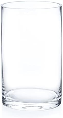 Enova Floral Clear Glass Cylinder Vase 5 x 8 Inches, Clear Flower Vases, Pillar Candle Hurricane Floating Candle Holder Vase, Glass Flower Vase for Wedding Centerpieces, Home Office décor (1 Piece) by EnovaFloralInc