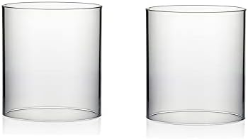 WGVI Hurricane Candle Holder Sleeve, Wide 5.5", Height 6", 2 Pieces, Clear Glass Cylinder Open Both Ends, Chimney Shade Tube (HST5506_2pc) by WGVInternational-OpusGlassware