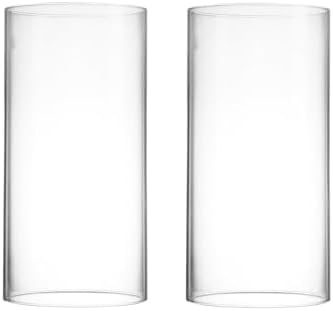 CYS EXCEL 2 PCS (H:6" D:3") Open Ended Glass Hurricane Candleholder Tube Shade | Open Flame Candle Chimney Tube Cover | Bottomless Cylinder by CYSEXCEL%C2%AE