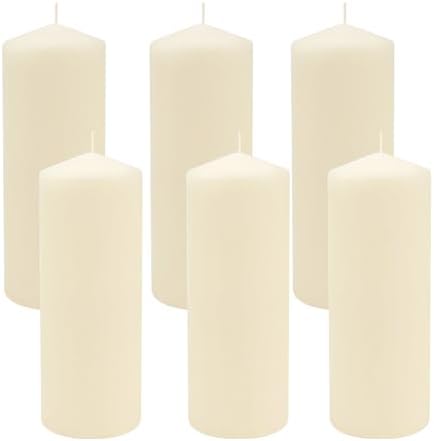 Stonebriar 80 Hour Long Burning Unscented Pillar Candles, 3x8, Ivory, 6 count by StonebriarCollection