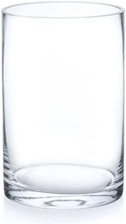 Enova Floral Clear Glass Cylinder Vase 4 x 6 Inches Round Flower Vase, Pillar Candle Hurricane Floating Candle Holder Vase, Small Floral Glass Vase for Decoration Home, Wedding Centerpiece (1 Piece) by EnovaFloralInc