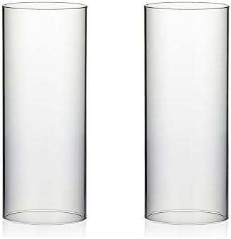 WGVI Hurricane Candle Holder Sleeve, Wide 4.7", Height 12", 2 Pieces, Clear Glass Cylinder Open Both Ends, Chimney Shade Tube (HST4712_2pc) by WGVInternational-OpusGlassware