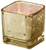 WGV 2 Inch Gold Speckle Square Cube Glass Votive Candle Holder, Small Tiny Mercury Tea Light 2x2”, 1 Pc by WGVInternational-OpusGlassware