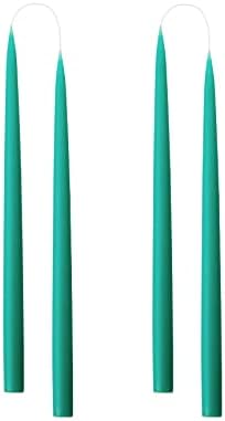 Kunstindustrien® Taper Candles – Set of 4, 13.8" – Made in Denmark, Long Burning Candles 15h, Unscented & Smokeless Candlesticks – Elegant Tall Candles for Weddings, Dinners & Home Decor (Turquoise) by KUNSTINDUSTRIEN