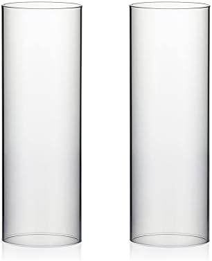 WGVI Hurricane Candle Holder Sleeve, Wide 4.7", Height 14", 2 Pieces, Clear Glass Cylinder Open Both Ends, Chimney Shade Tube (HST4714_2pc) by WGVInternational-OpusGlassware