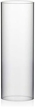 WGVI Hurricane Candle Holder Sleeve, Wide 4.7", Height 14", Clear Glass Cylinder Candleholder, Chimney Tube, Open Ended Candle Shade, 12 Pieces Bulk by WGVInternational-OpusGlassware