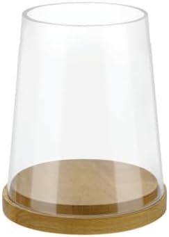 6" Wide Glass Hurricane Candle Holders with Handmade Sturdy Glass Sleeves and Natural Wood Base for Pillar Candle & Plants, Industrial, Farmhouse, Display Cloche Bell Jars, Table Centerpiece by Unknown