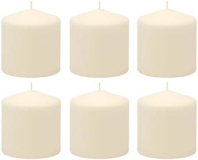 Stonebriar Unscented Pillar Candles – 18 Hour Burn Time, Long-Lasting Wax Candles for Weddings, Holidays, Home Décor & Special Events, Pack of 6, Ivory, 3" x 3" by StonebriarCollection