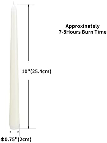 flamecan Ivory Taper Candles, Set of 20 Unscented and Smokeless 10 Inch Taper Candles Long Burning, Paraffin Wax with Cotton Wicks for Burning Approxinately 7-8 Hours Time - Image 2
