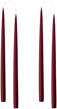 Kunstindustrien® Taper Candles, Set of 4, 13.8" – Made in Denmark, Long Burning Candles 15h, Unscented & Smokeless Candlesticks, Elegant Tall Candles for Weddings Dinners & Home Decor (Light Bordeaux) by KUNSTINDUSTRIEN