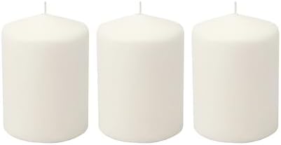 Stonebriar 3 Pack Tall 3 x 4 Inch 35 Hour Long Burning Unscented White Wax Pillar Candles by StonebriarCollection