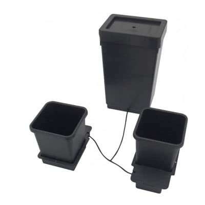 AutoPot 2 Pot System with 3.9 Gallon Plastic Pots and 12.4 Gallon Tank - Self-Watering, Gravity-Fed Hydroponic Systems (2Pot - 3.9 Gallon - 12.4 Gallon Tank)