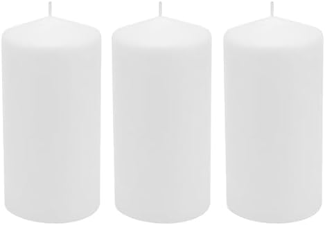 Stonebriar 3 Pack Tall 3 x 6 Inch 65 Hour Long Burning Unscented White Wax Pillar Candles by StonebriarCollection