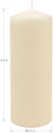 Stonebriar Unscented Pillar Candles – 80 Hour Burn Time, Long-Lasting Wax Candles for Weddings, Holidays, Home Décor & Special Events, Pack of 3, Ivory, 3" x 8" - Image 2