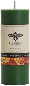 Big Dipper Wax Works 100% Beeswax Pillar Candle, 2 x 4.75 in, Moss Green by BigDipperWaxWorks