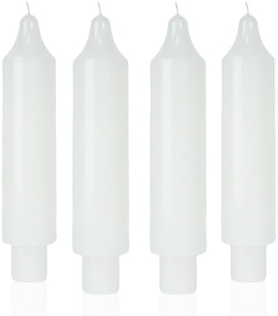 MAITREYA White Candlesticks Short Taper Candle Dripless Dinner Candle for Wedding Party Decoration Home Dinner,6.5inch,4 Pack by MAITREYA