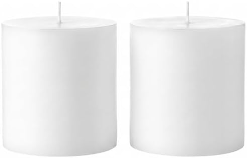 Mister Candle 4" x 4" White Pillar Candles Set of 2 – Unscented, Smokeless, Dripless Handmade Paraffin Wax Candles – Long 80 Hour Burn Time – Decorative Centerpiece & Home Decor Candle Set by MisterCandle