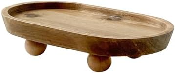 Vaveren Small Wooden Riser Wooden Pedestal for Display Tray Display Riser for Entry Table Farmhouse Kitchen Tabletop Centerpieces , Oval 11.8x19.8x4.3cm by Vaveren