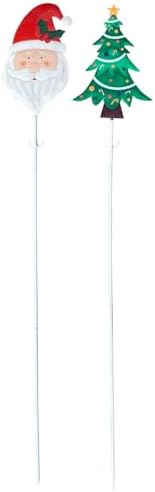 Clovers Garden Metal Christmas Tree and Santa Yard Stakes (Set of 2) and Light Stringers (Set of 2) for Outdoor, Indoor, Lawns, Walkways, Planters or Wall Decor - Image 6