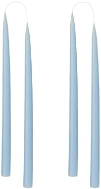 Kunstindustrien® Taper Candles – Set of 4, 13.8" – Made in Denmark, Long Burning Candles 15h, Unscented & Smokeless Candlesticks – Elegant Tall Candles for Weddings, Dinners & Home Decor (Pastel Blue) by KUNSTINDUSTRIEN