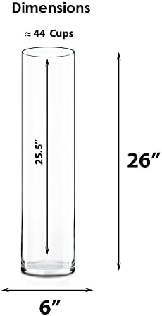 CYS EXCEL Cylinder Clear Glass Vase (H:26" D:6") | Multiple Size Choices Glass Flower Vase Centerpieces | Hurricane Floating Candle Holder Vase - Image 4