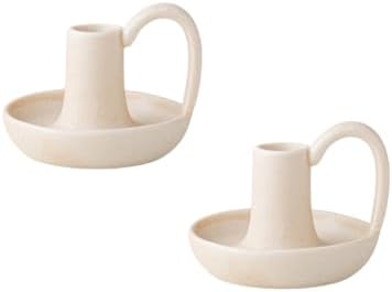 Taper Ceramic Candle Holders, Set of 2 Matte White, Table Decor Centerpiece for Home Decor, Wedding, Christmas, Birthday, Shower, Housewarming by VIRFONOR