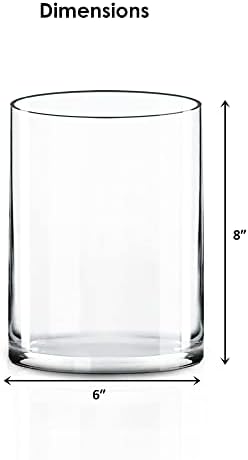 CYS EXCEL Cylinder Clear Glass Vase (H:8" D:6") | Multiple Size Choices Glass Flower Vase Centerpieces | Hurricane Floating Candle Holder Vase - Image 2