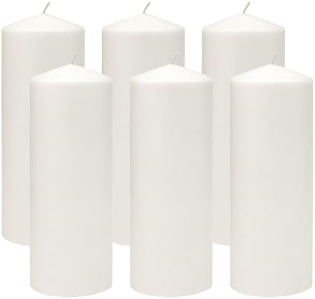 Stonebriar Unscented White Tall Pillar Candles, 80 Hour Burning Candle Pillars, Perfect for Decor, Weddings, Emergencies 3" X 8", 6 count by StonebriarCollection
