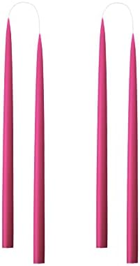 Kunstindustrien® Pink Taper Candles – Set of 4, 13.8" – Made in Denmark, Long Burning Candles 15h, Unscented & Smokeless Candlesticks – Elegant Tall Candles for Weddings, Dinners & Home Decor (Cerise) by KUNSTINDUSTRIEN