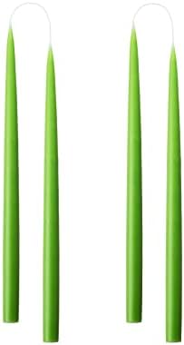 Kunstindustrien® Taper Candles – Set of 4, 13.8" – Made in Denmark, Long Burning Candles 15h, Unscented & Smokeless Candlesticks – Elegant Tall Candles for Weddings, Dinners & Home Decor (Light Green) by KUNSTINDUSTRIEN