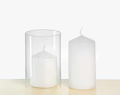 CYS EXCEL 6 PCS (H:6" D:4") Open Ended Clear Glass Hurricane Candleholder Tube Lamp Shade Open Flame Candlestick Holder Chimney Tube Cover Bottomless Cylinder - Image 6
