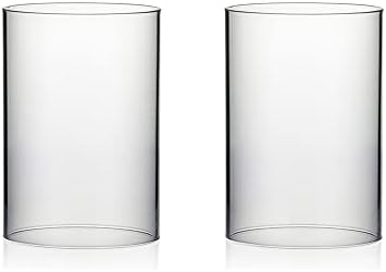 WGVI Hurricane Candle Holder Sleeve, Wide 5.5", Height 8", 2 Pieces, Clear Glass Cylinder Open Both Ends, Chimney Shade Tube (HST5508_2pc) by WGVInternational-OpusGlassware