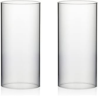 WGVI Hurricane Candle Holder Sleeve, Wide 4.7", Height 10", 2 Pieces, Clear Glass Cylinder Open Both Ends, Chimney Shade Tube (HST4710_2pc) by WGVInternational-OpusGlassware