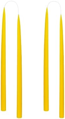 Kunstindustrien® Taper Candles – Set of 4, 13.8" – Made in Denmark, Long Burning Candles 15h, Unscented & Smokeless Candlesticks – Elegant Tall Candles for Weddings Dinners & Home Decor (Lemon Yellow) by KUNSTINDUSTRIEN