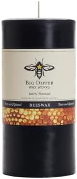 Big Dipper Wax Works 100% Beeswax Pillar Candle, 3 x 6 in, Black by BigDipperWaxWorks