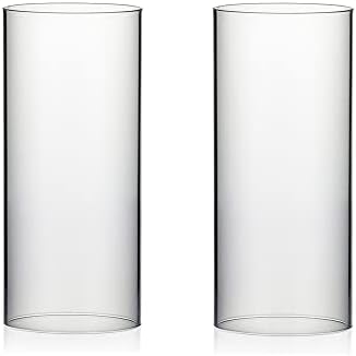 WGVI Hurricane Candle Holder Sleeve, Wide 6", Height 14", 2 Pieces, Clear Glass Cylinder Open Both Ends, Chimney Shade Tube (HST0614_2pc) by WGVInternational-OpusGlassware