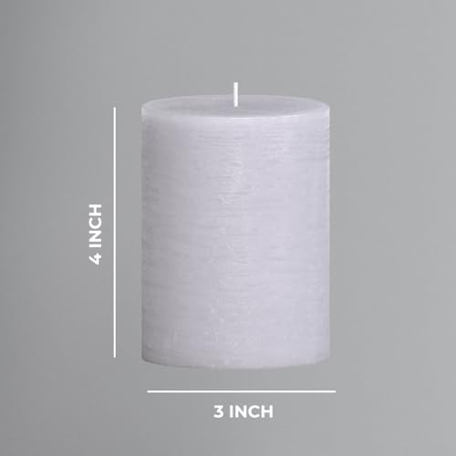 CANDWAX 3x4 inch Pillar Candles Set of 3 – Unscented Dripless Rustic Light Gray Candles for Decor, Centerpieces, Weddings - Image 3