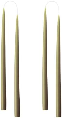 Kunstindustrien® Taper Candles – Set of 4, 13.8" – Made in Denmark, Long Burning Candles 15h, Unscented & Smokeless Candlesticks – Elegant Tall Candles for Weddings, Dinners & Home Decor (Olive) by KUNSTINDUSTRIEN