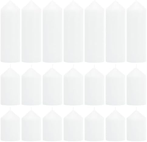 24 Pcs Unscented White Pillar Candles Bulk Set by CHICERA